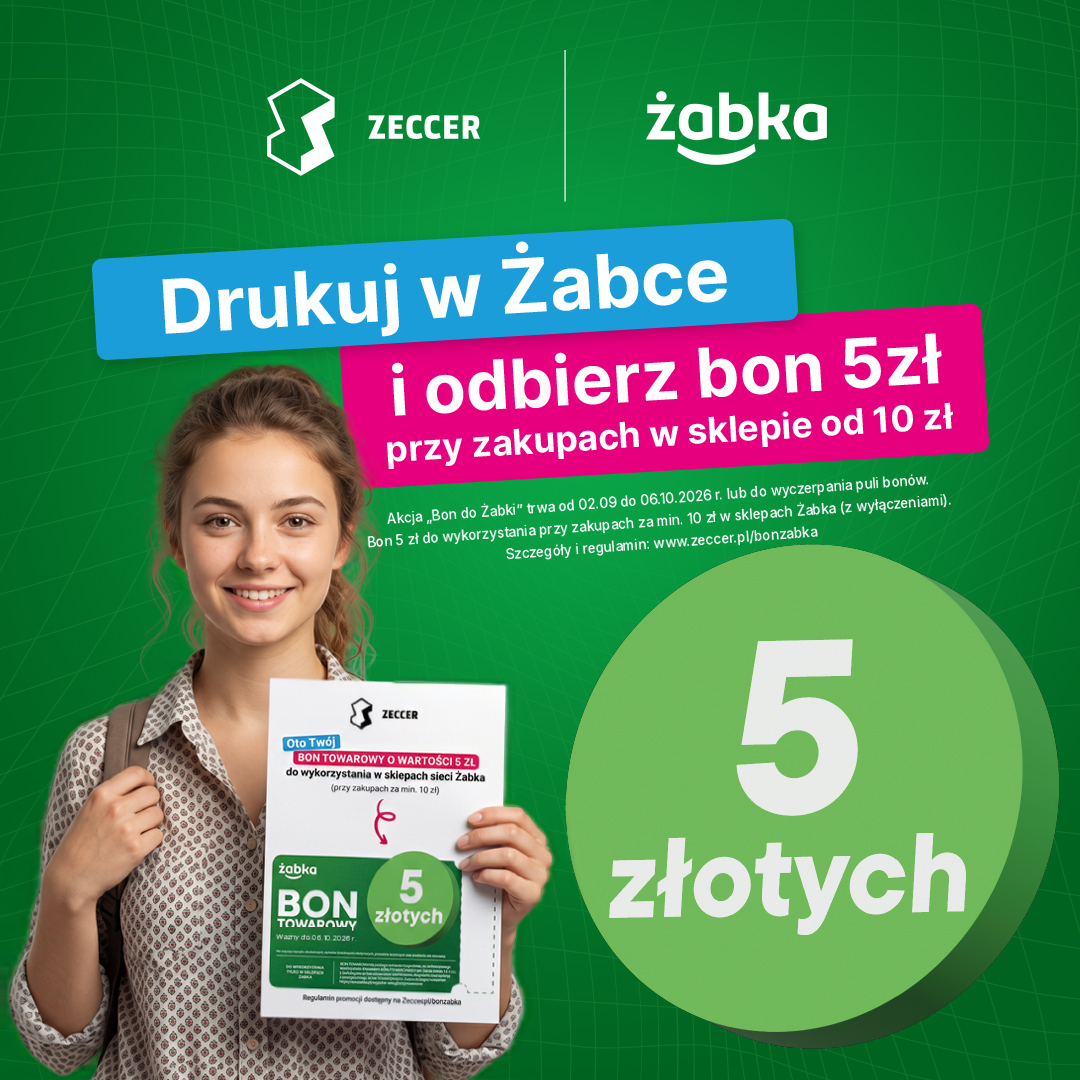Drukuj w Żabce i odbierz bon 5 zł przy zakupach od 10 zł